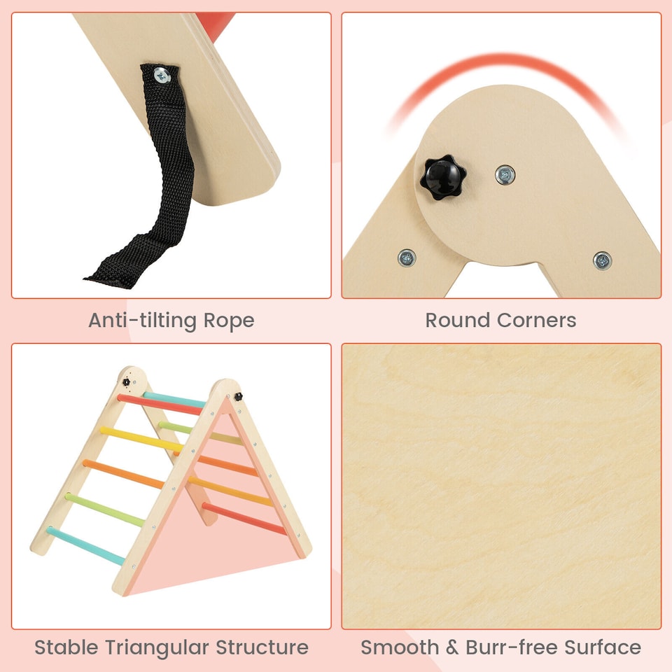 image 1 of COSTWAY 3-in-1 Triangular Climbing Toys Outdoor Toddlers Foldable Triangle Set