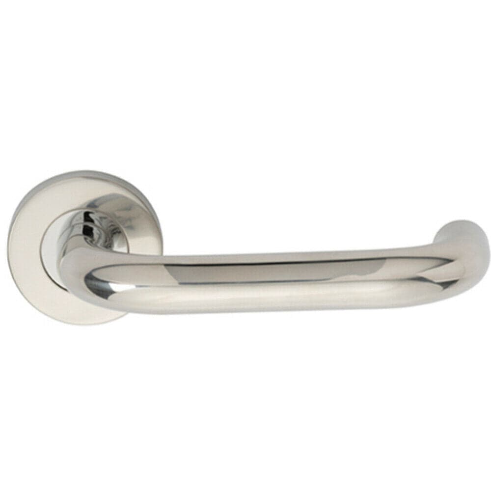 Loops PAIR 19mm Round Bar Safety Handle on Round Rose Concealed Fix Polished Steel in Metallics