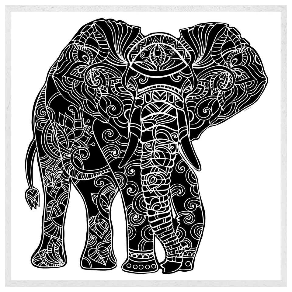 image 1 of Elephant silhouette (Picture Frame) White | S