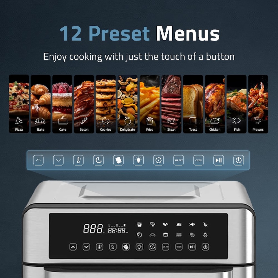 image 1 of Cookology 25L Air Fryer Oven with Touch Controls - CAF250DI Stainless Steel