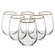 image 7 of Amber Tumbler Gold Rim Set Whiskey Glass Cocktail Goblet 570ml | Clear | Clear | Set of 12