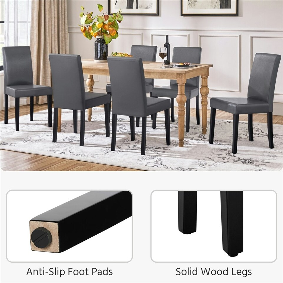 image 1 of Yaheetech Set of 4 Fabric Upholstered Dining Chairs Grey | Dark Grey