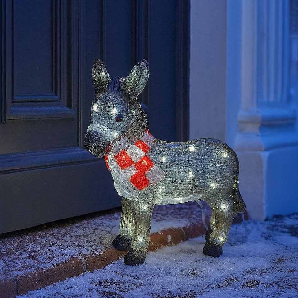 image 1 of Neo 34 cm Donkey Acrylic Christmas Light 30 Cool White LED Christmas Light Battery Powered Outdoor Indoor Festive Decoration Ornament Auto Timer