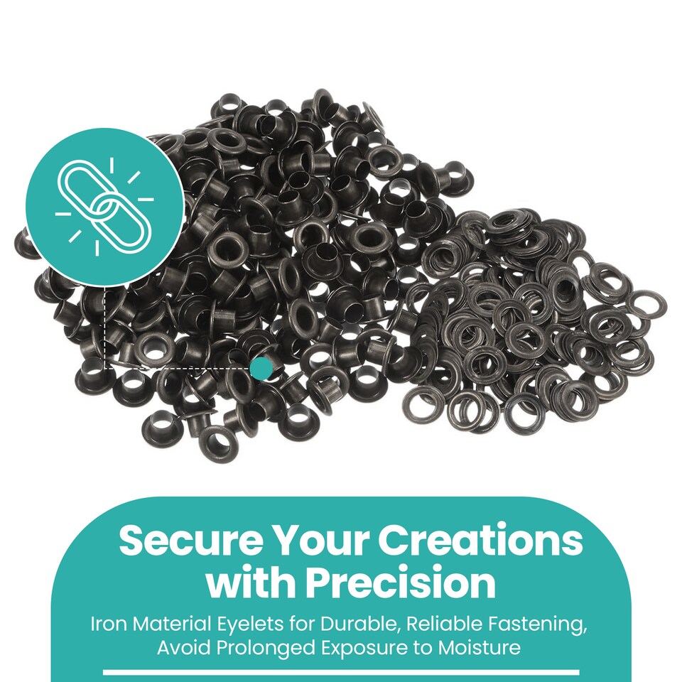 image 1 of 4mm Eyelets with Washers Durable Iron Grommets for DIY Project-100pcs