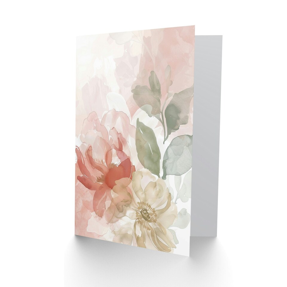 image 1 of Pink Begonia Flowers Modern Watercolour Soft Her Birthday Card
