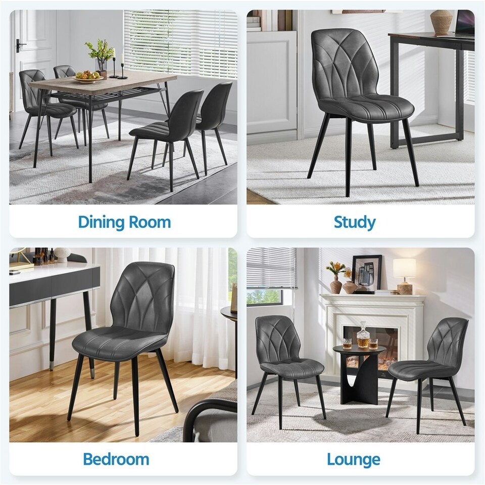 image 1 of Yaheetech Set of 2 Faux Leather Dining Kitchen Chairs with Petal Accented Backrest