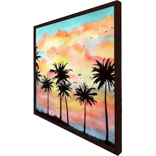 Palm trees at sunset (Picutre Frame) Brown | M
