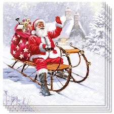 Traditional Santa Claus Christmas Paper Luncheon Napkins 3 Ply 33cm - Pack of 20 Multi