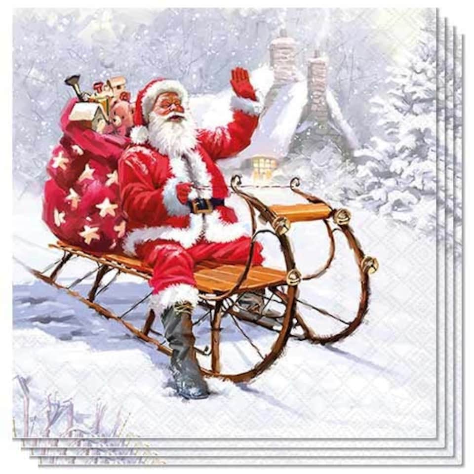 Traditional Santa Claus Christmas Paper Luncheon Napkins 3 Ply 33cm - Pack of 20 Multi