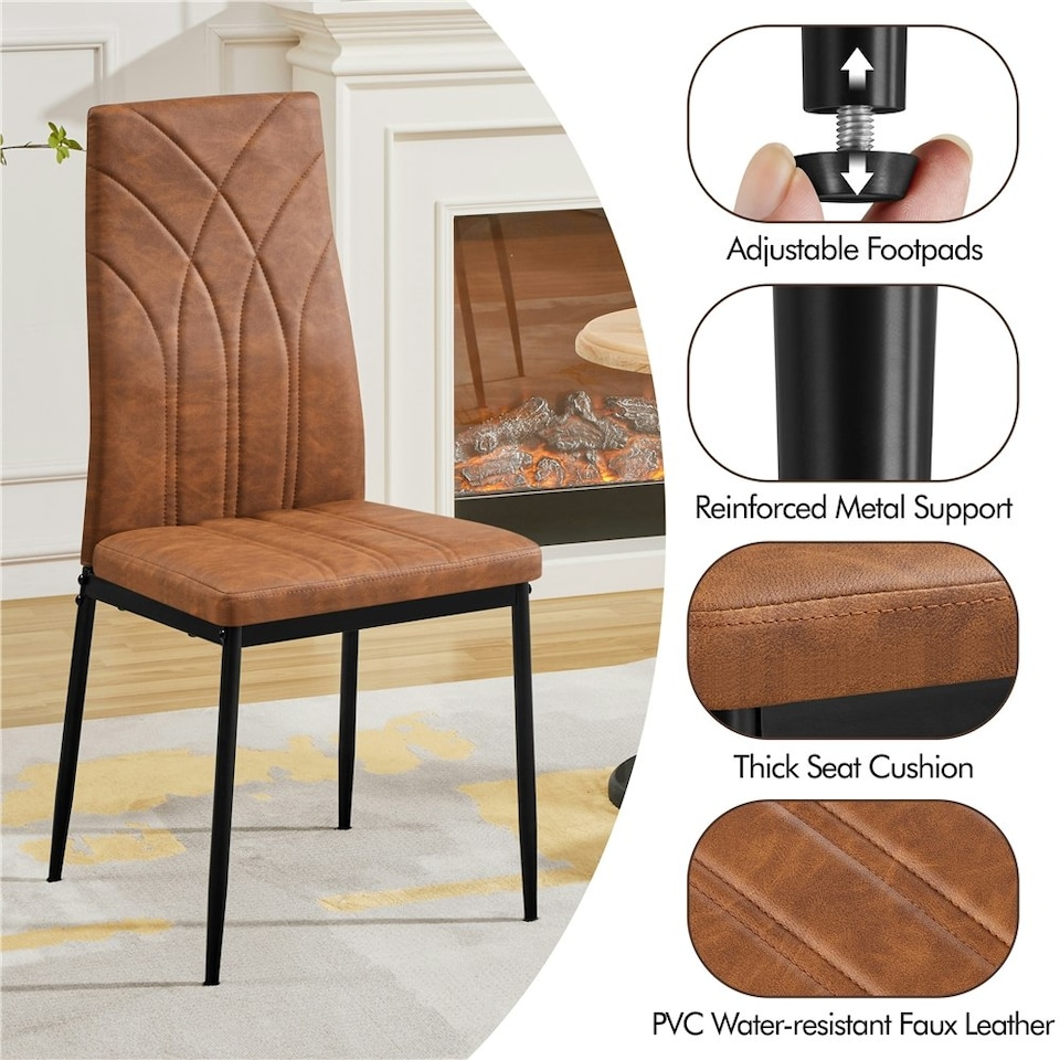 image 1 of Yaheetech Set of 4 High Back Dining Chairs