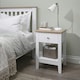 image 1 of Leines 1 Drawer Bedside Table in White & Oak | White | Length 45cm x Depth 37cm x Height 63.5cm