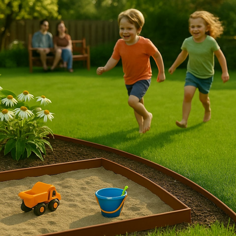 image 1 of Harbour Housewares Flexible Plastic Lawn & Path Edging - 10m x 4cm - Brown | Brown | Brown | 1