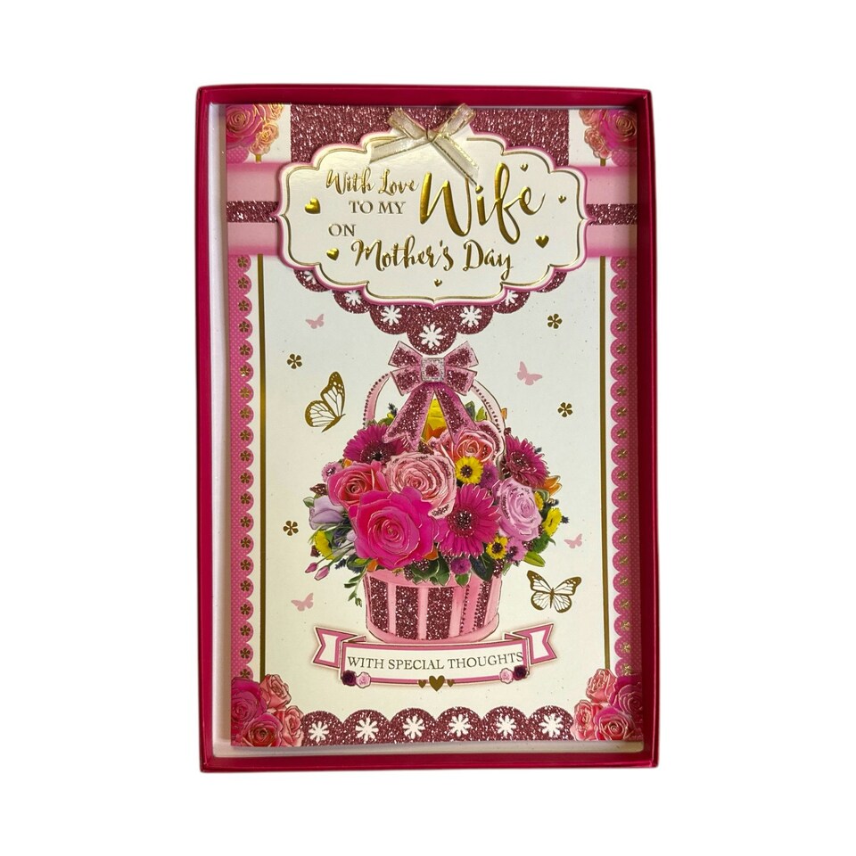image 1 of To My Wife Traditional Flower Bouquet Mother's Day Boxed Card