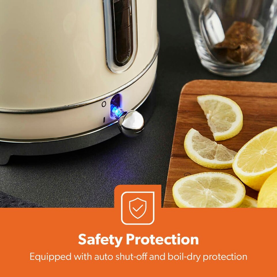 image 1 of GEEPAS Electric Kettle | Vintage Cordless Stainless Steel 1.8L, 3000W Retrovive Cream