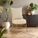 image 1 of Luxurious Gold Finish Chair With Cushion, Fabric Upholstered Arm Chair For Bedroom, Stylish Armchair Gold