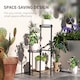 image 7 of Outsunny 4 Tiered Plant Pot Stand, Metal Plant Shelf for Living Room | Black | Black