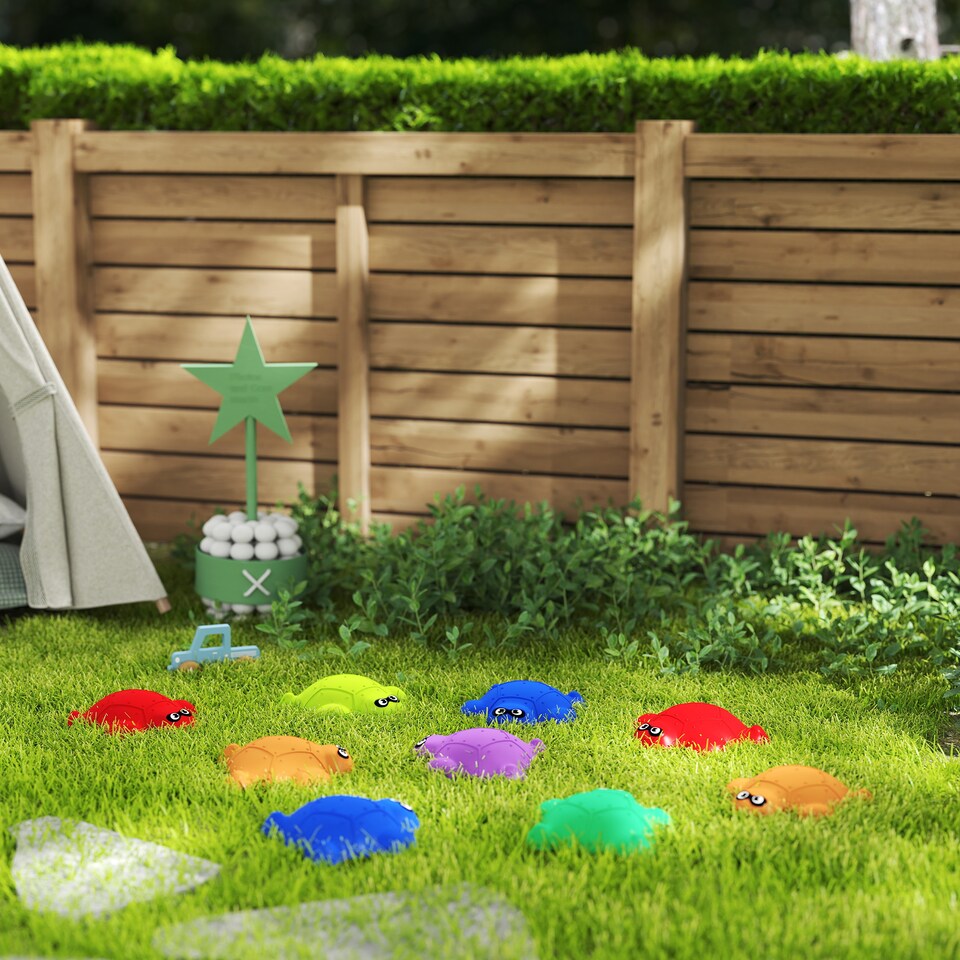 image 1 of AIYAPLAY 9PCs Kids Stepping Stones, Turtle-Shaped Stackable Balance Stones