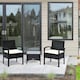 image 2 of Outsunny 3PC Garden Rattan Bistro Set with Glass Top Table, Black