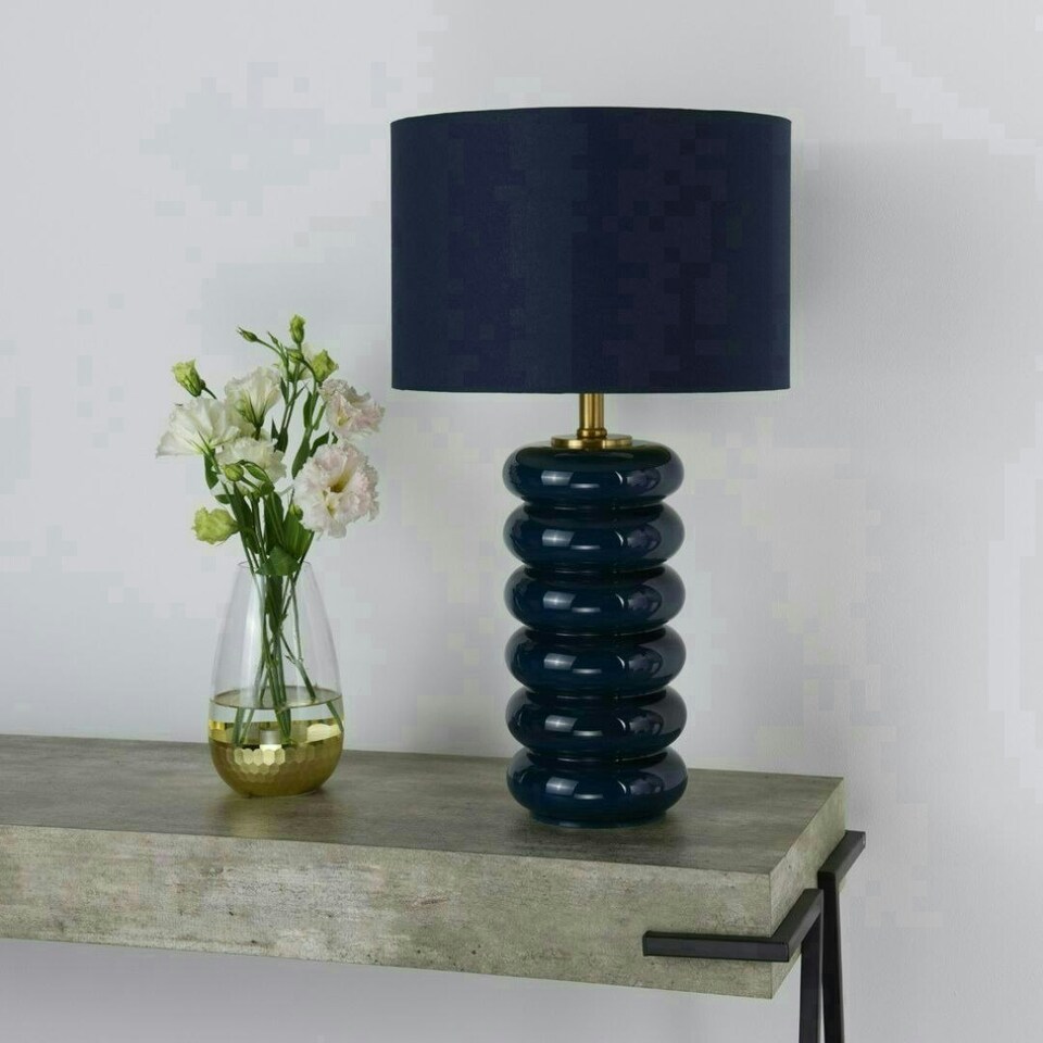 image 1 of Portia Blue Glass Table Lamp Blue