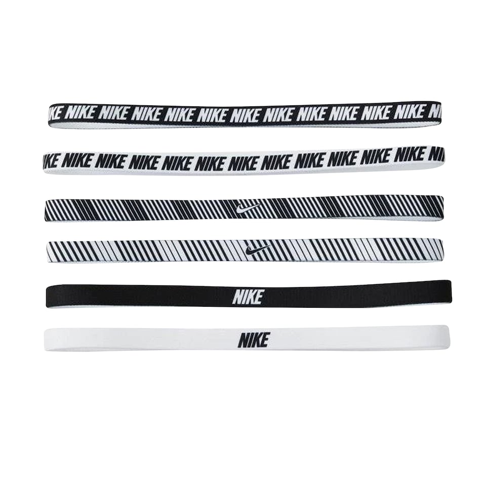 image 1 of Nike Printed Flex Classic Headband (Pack of 6) | White | White/Black | One Size | 1