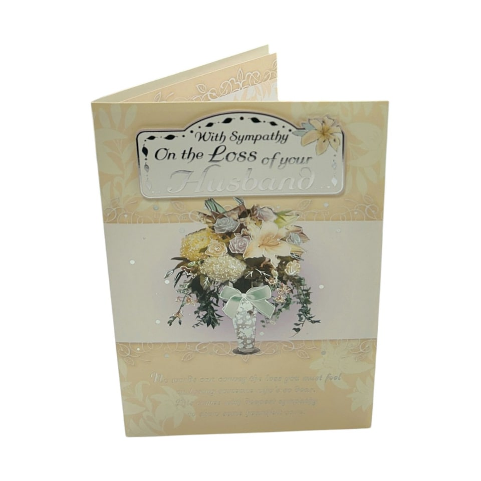 image 1 of The Loss of Your Husband Lily Flower Pot Design Sympathy Card