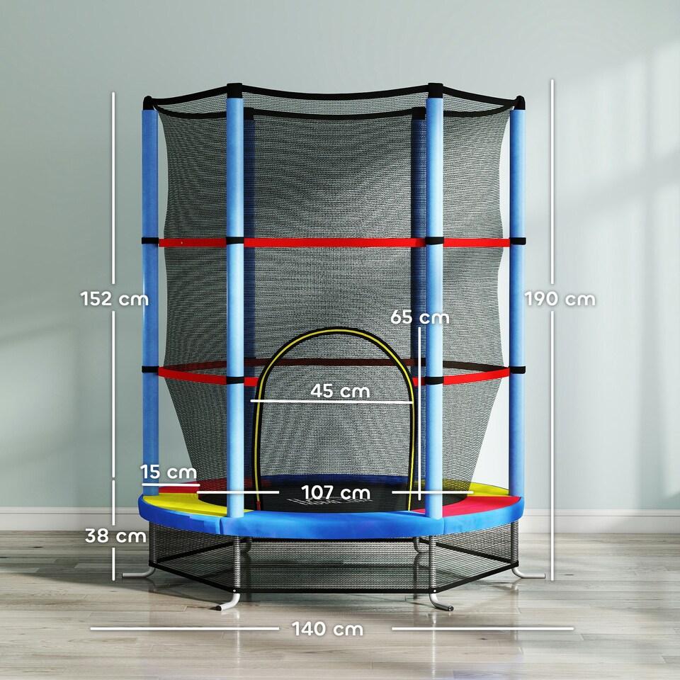image 1 of HOMCOM Kids Trampoline Mini Bouncer w/ Enclosure Net for 3-6 Years
