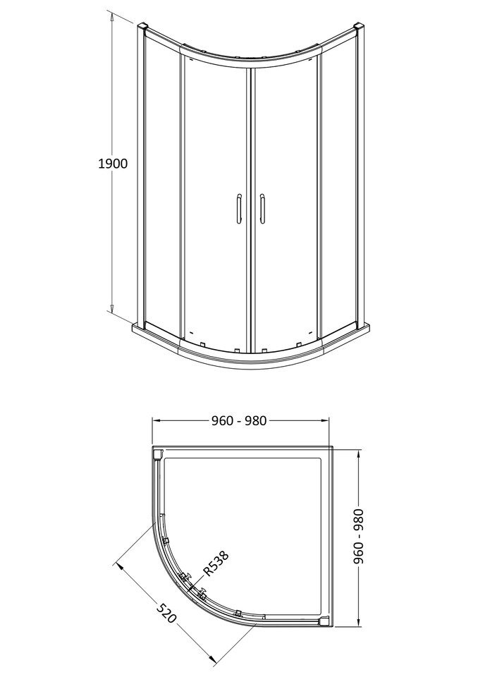 image 1 of Contemporary 8mm Glass Quadrant Shower Enclosure, 1000 x 1000mm, Brushed Brass | Copper | Brushed Brass | 1