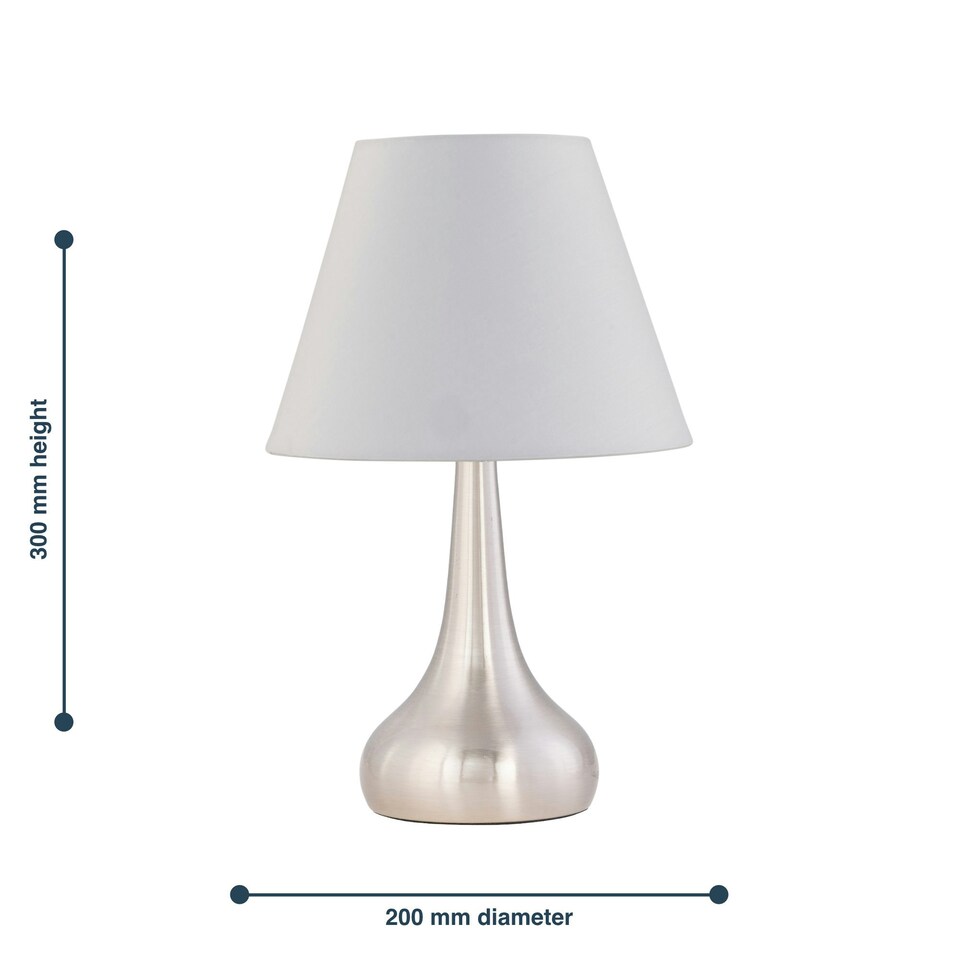 image 1 of Set of 2 Romana - Brushed Chrome Touch Table Lamps with Ivory Shades Silver | Red