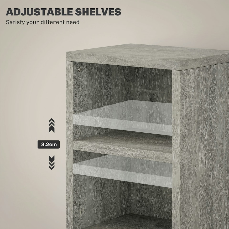 image 1 of HOMCOM Set of 2 CD Storage Units with Adjustable Shelves Cement Grey