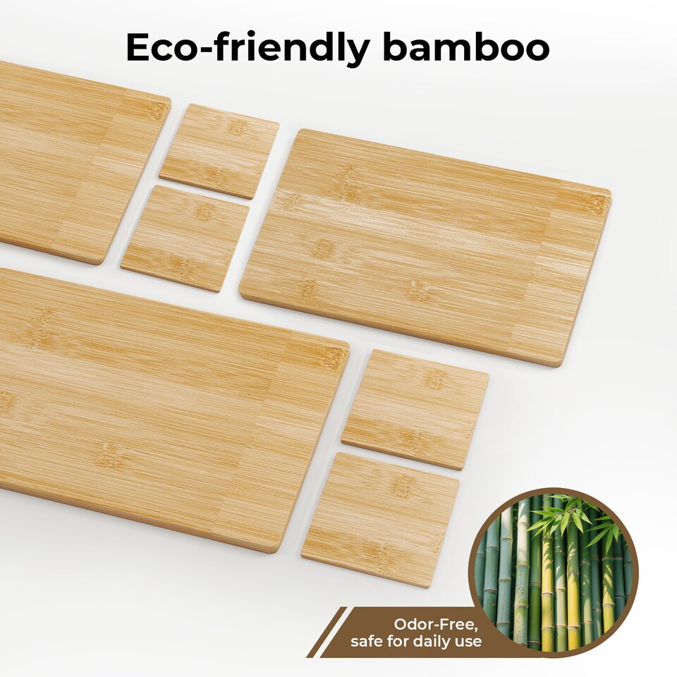 image 1 of TOQUE 8 Pcs Bamboo Placemat Coaster Heat-resistant Mat Storage Tray Dish