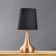 image 2 of ValueLights Teardrop Pair of Copper Touch Table Lamps with Black Shade Black