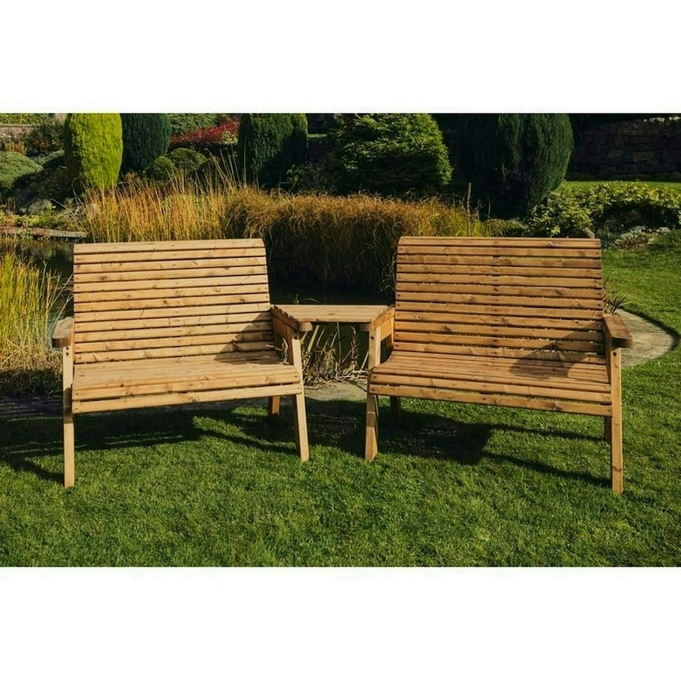 image 1 of Valley 4 Seat Set 2X2B Angled Tray - Timber - L100 x W280 x H95 cm - Fully Assembled - Set of Waterproof Cushions Included
