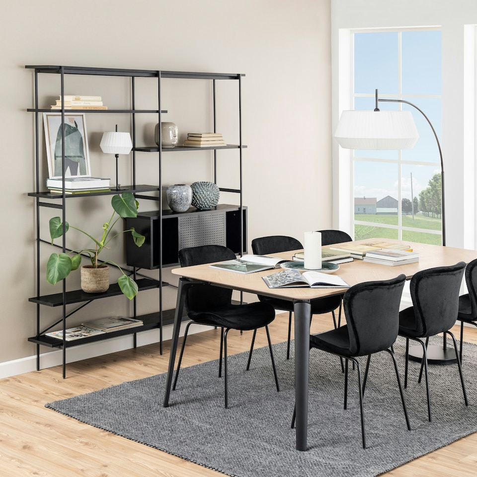 image 1 of Angus Bookcase with 1 Sliding Door & 5 Shelves in Black
