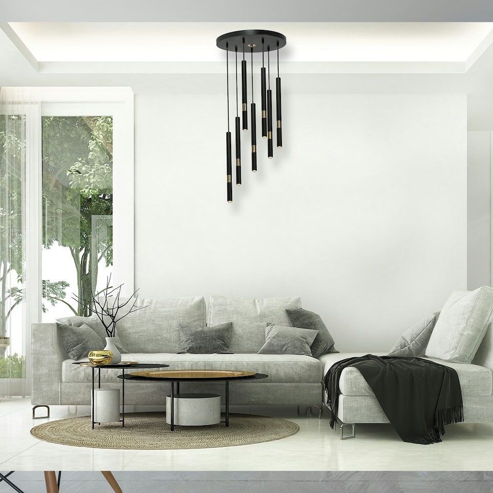 image 1 of Milagro Pendant Lamp Monza Black / Gold 7XG9 8W
