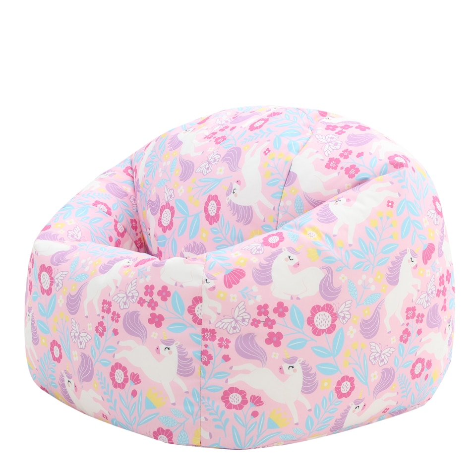 image 1 of Kids Unicorn Bean Bag Chair Purple Childrens Bean Bags | Pink | Purple | 1
