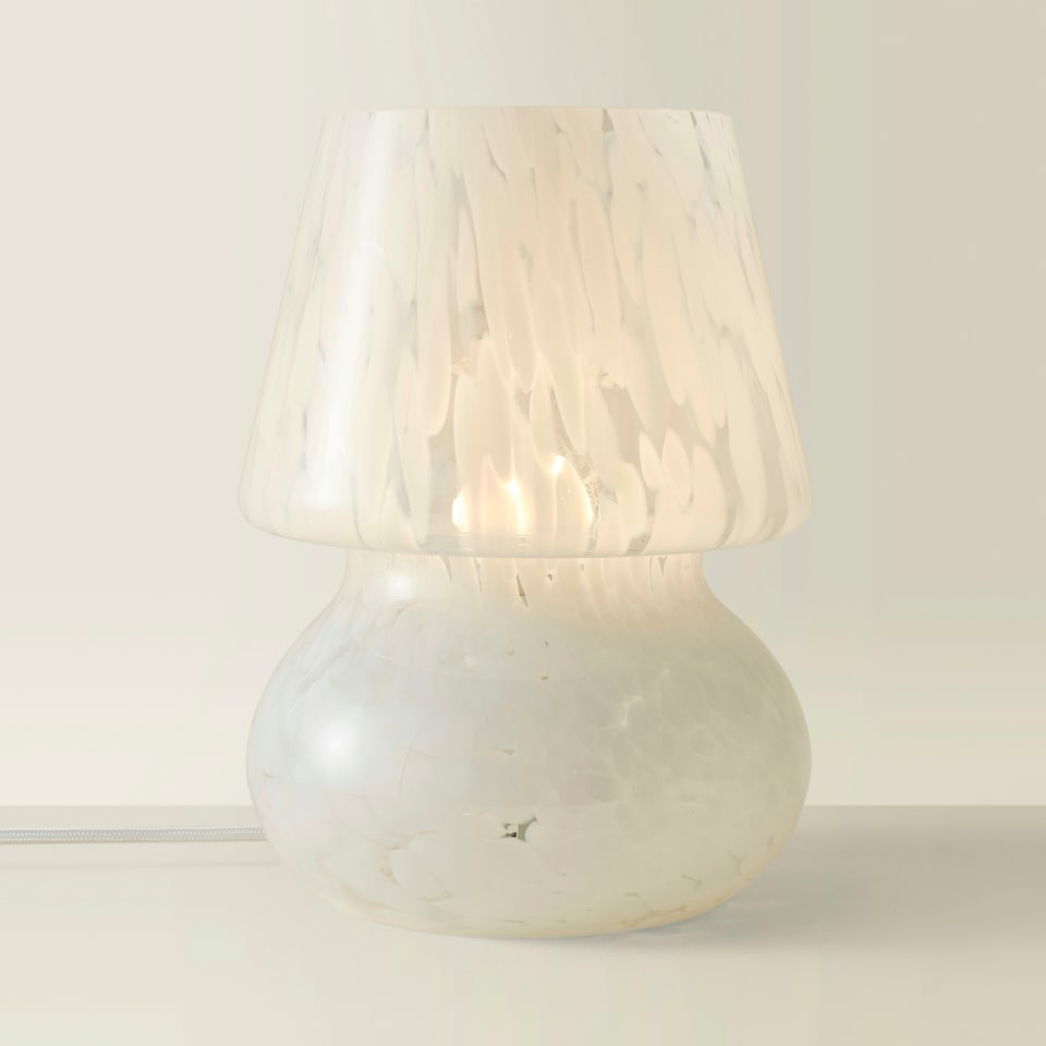 image 1 of ValueLights Beau White Confetti Glass Table Lamp