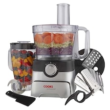 Cooks Professional Food Processor | 1000W | 7 Different Blades | Mixing Bowl and Blending Jug | Black and Silver