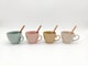 image 2 of Ceramic Coffee Mugs 4pc Set 15oz Large Tea Cups Assorted Colours Scrolled Handle