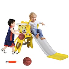 AIYAPLAY 3 in 1 Kids Slide for Indoor Use with Basketball Hoop for 18-36 Months
