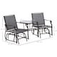 image 7 of Outsunny Double Glider Companion Rocking Garden Chairs Loveseat Grey and Brown
