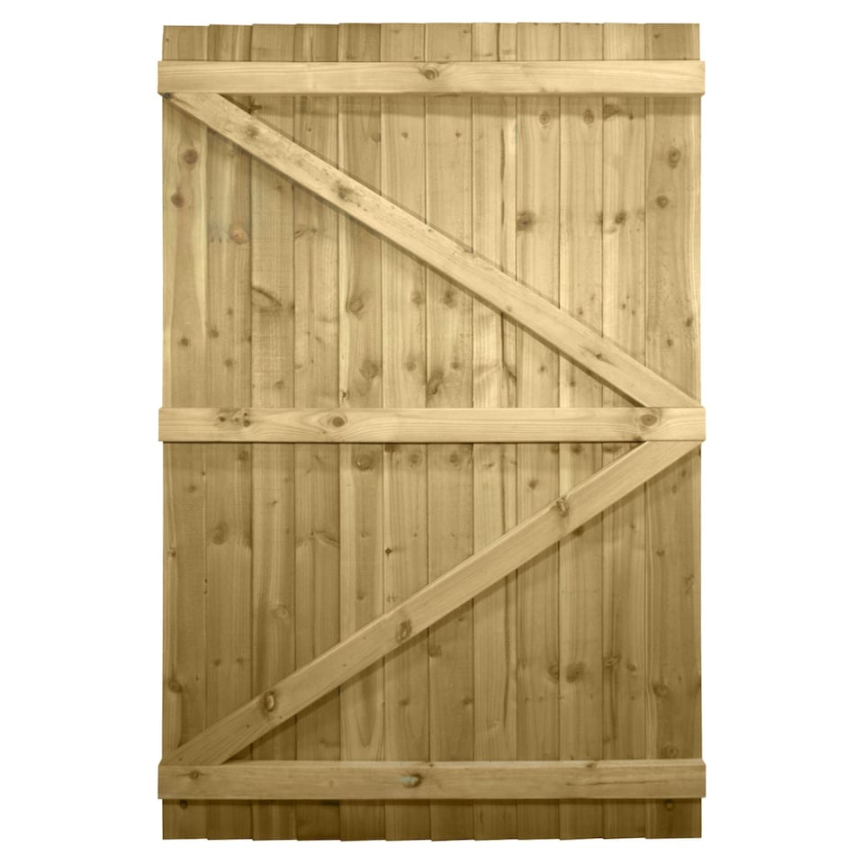 image 1 of Flat Top Wooden Garden Gate 6ft x 4ft Feather Edge Semi-Braced Treated Door