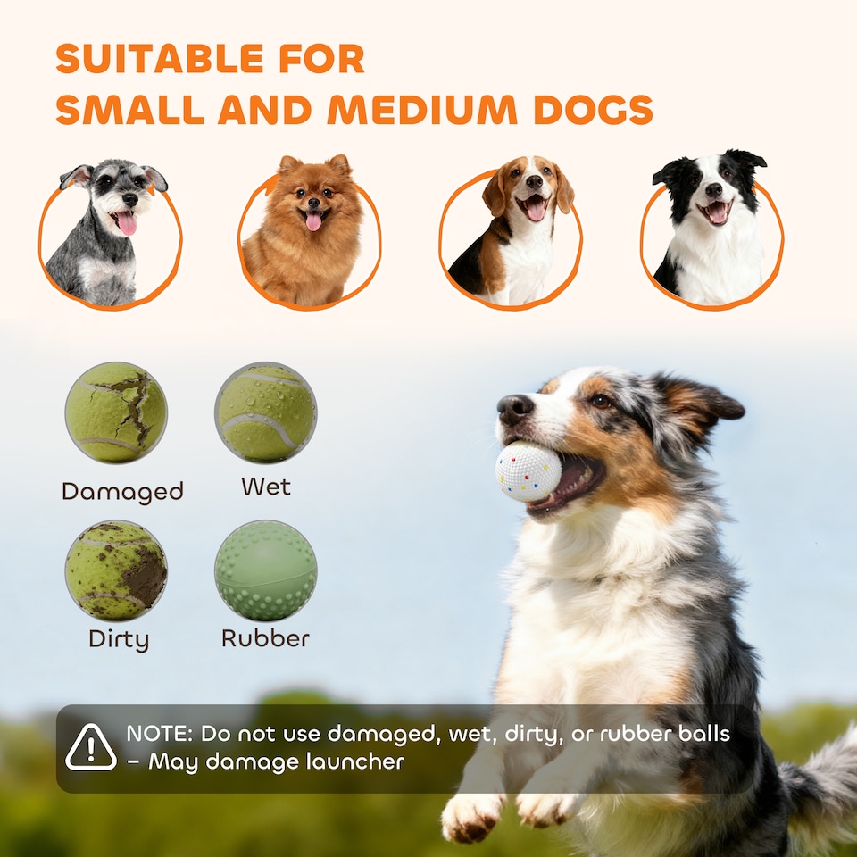 image 1 of PawHut Automatic Dog Ball Launcher with 5 ETPU Balls