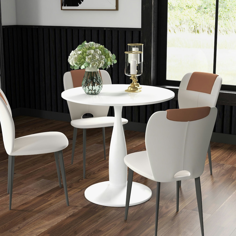 image 1 of HOMCOM Round Dining Table with Steel Base for Living Room, Dining Room
