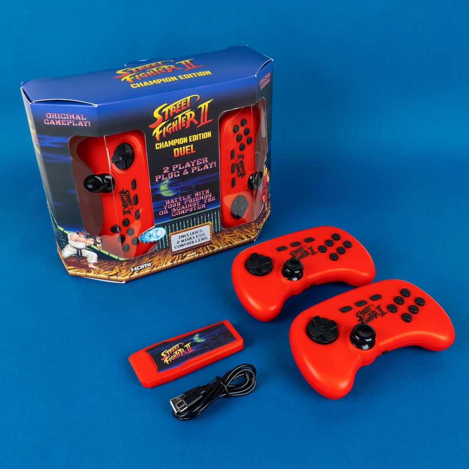 image 1 of Street Fighter II Duel Plug & Play TV Game with Wireless Controllers