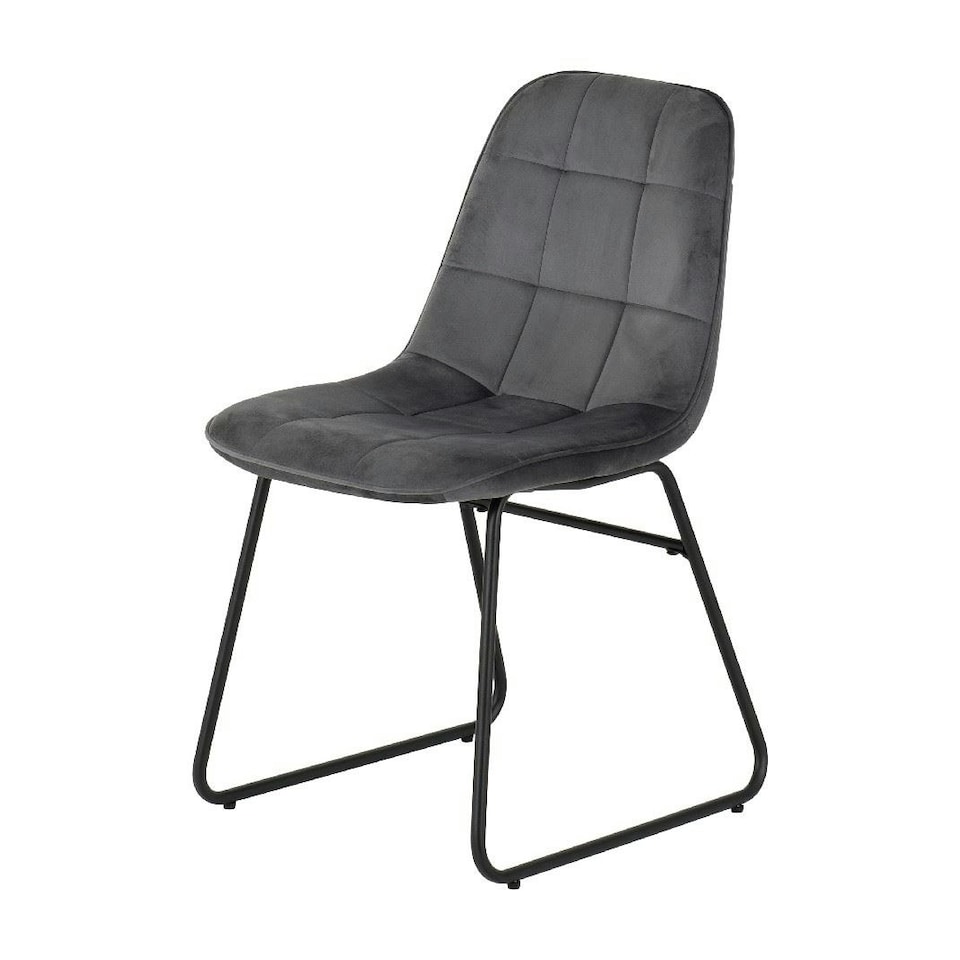 image 1 of Quebec Straight Edge Dining Set with 4 Velvet Lukas Chairs Grey