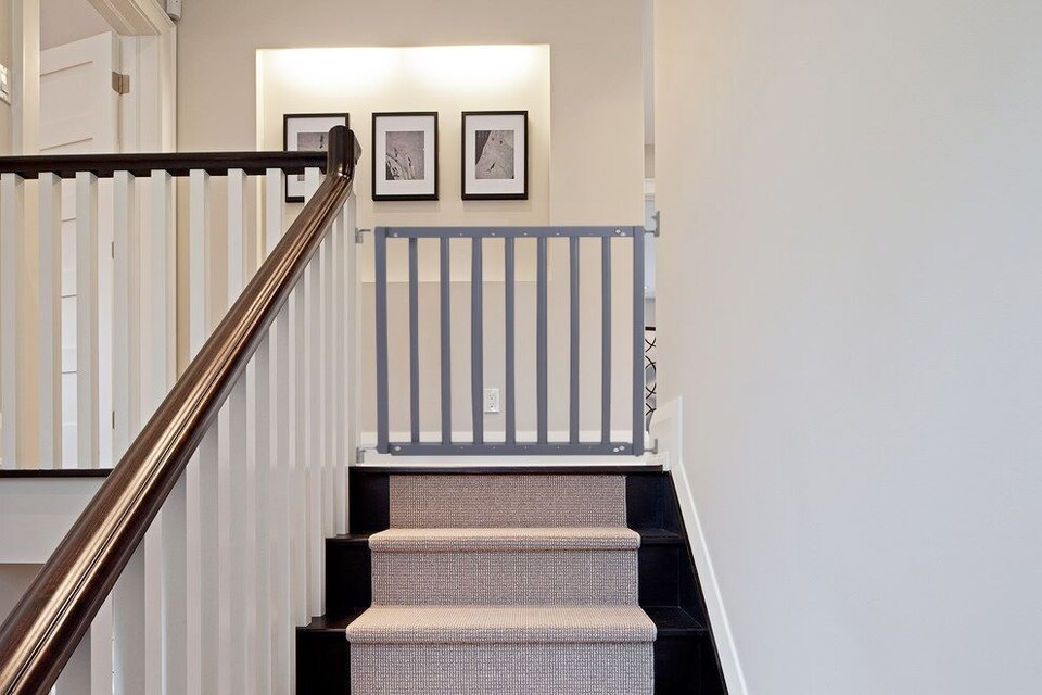 image 1 of Safetots Top of The Stairs Screw Fitted Stair Gate, Grey Wooden, 63.5cm - 105.5cm, Wood Baby Gate, Stylish Safety Gate | Grey | 1