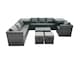 image 2 of Fimous Rattan Garden Furniture Dining Set 9-seater Patio Coffee Table Sofa Set with 2 Small Stools 2 Side Tables Dark Grey Mixed