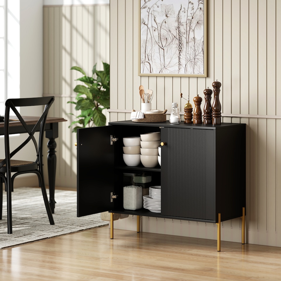 image 1 of HOMCOM Modern Sideboard Buffet Cabinet with Fluted Doors, Coffee Bar Cabinet