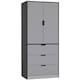 image 2 of 2 Door 3 Drawer Wardrobe with Hanging Rail - Modern Bedroom Storage Furniture | Black | Black with Grey Doors | 1