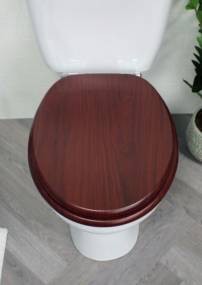 image 1 of Showerdrape Oxford Mahogany Wooden Toilet Seat